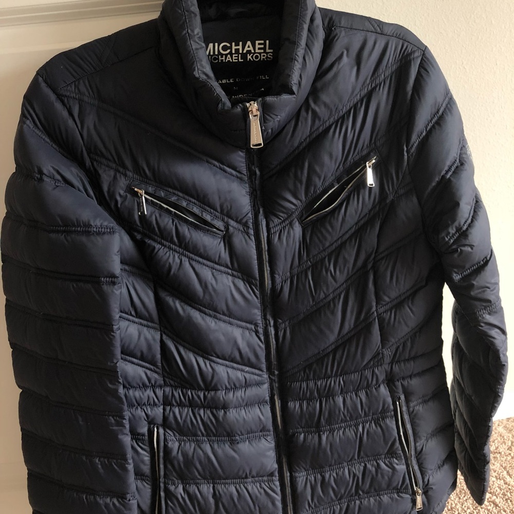 Michael Kors Navy Packable Down Coat - size M
